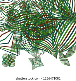 Falling color figures. Abstract background with color striped figures for card or poster. Background with falling colorful geometric figures for your design. Vector texture.
