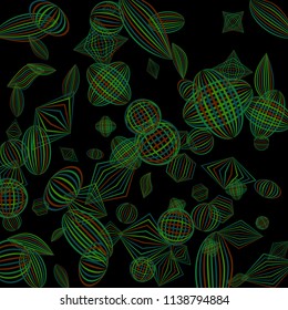 Falling color figures. Abstract background with color striped figures for card or poster. Background with falling colorful geometric figures for your design. Vector texture.
