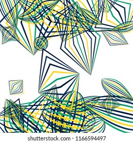 Falling color figures. Abstract background with color striped figures for print or banner. Background with falling colorful geometric figures for your design. Vector texture.