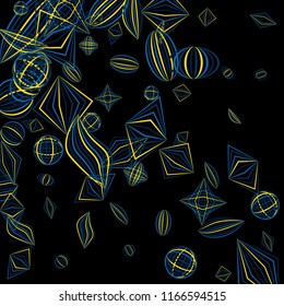 Falling color figures. Abstract background with color striped figures for print or banner. Background with falling colorful geometric figures for your design. Vector texture.