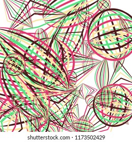 Falling color figures. Abstract background with color striped figures for print or banner. Background with falling colorful geometric figures for your design. Vector texture.