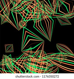 Falling color figures. Abstract background with color striped figures for poster or mobile application. Background with falling colorful geometric figures for your design. Vector texture.