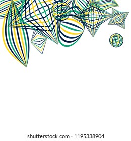 Falling color figures. Abstract background with color striped figures for print or banner. Background with falling colorful geometric figures for your design. Vector texture.