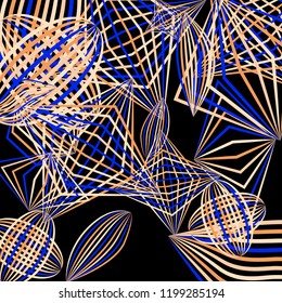 Falling color figures. Abstract background with color striped figures for card or poster. Background with falling colorful geometric figures for your design. Vector texture.