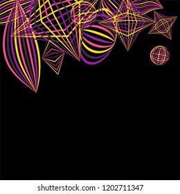 Falling color figures. Abstract background with color striped figures for print or banner. Background with falling colorful geometric figures for your design. Vector texture.