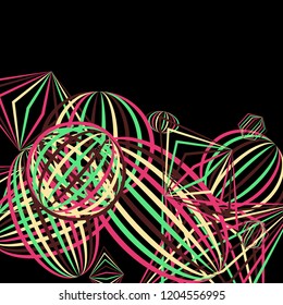 Falling color figures. Abstract background with color striped figures for card or poster. Background with falling colorful geometric figures for your design. Vector texture.