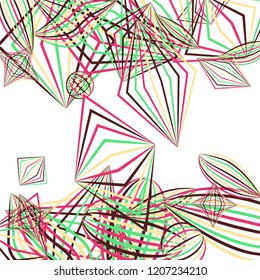 Falling color figures. Abstract background with color striped figures for poster or mobile application. Background with falling colorful geometric figures for your design. Vector texture.
