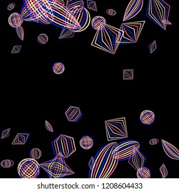 Falling color figures. Abstract background with color striped figures for print or banner. Background with falling colorful geometric figures for your design. Vector texture.