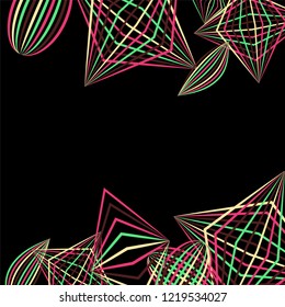 Falling color figures. Abstract background with color striped figures for card or poster. Background with falling colorful geometric figures for your design. Vector texture.