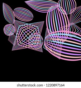 Falling color figures. Abstract background with color striped figures for card or poster. Background with falling colorful geometric figures for your design. Vector texture.