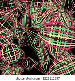 Falling color figures. Abstract background with color striped figures for card or poster. Background with falling colorful geometric figures for your design. Vector texture.