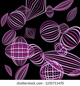 Falling color figures. Abstract background with color striped figures for print or banner. Background with falling colorful geometric figures for your design. Vector texture.