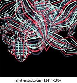 Falling color figures. Abstract background with color striped figures for print or banner. Background with falling colorful geometric figures for your design. Vector texture.