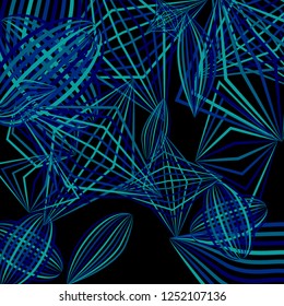 Falling color figures. Abstract background with color striped figures for print or banner. Background with falling colorful geometric figures for your design. Vector texture.