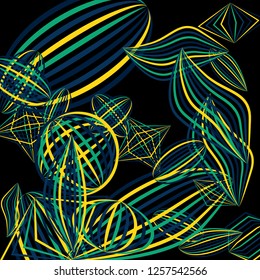 Falling color figures. Abstract background with color striped figures for print or banner. Background with falling colorful geometric figures for your design. Vector texture.