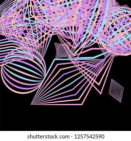 Falling color figures. Abstract background with color striped figures for card or poster. Background with falling colorful geometric figures for your design. Vector texture.