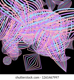 Falling color figures. Abstract background with color striped figures for card or poster. Background with falling colorful geometric figures for your design. Vector texture.