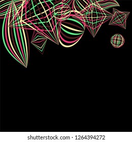 Falling color figures. Abstract background with color striped figures for poster or mobile application. Background with falling colorful geometric figures for your design. Vector texture.