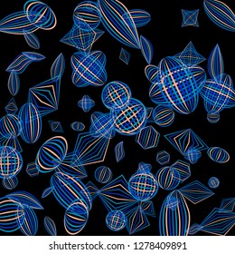 Falling color figures. Abstract background with color striped figures for card or poster. Background with falling colorful geometric figures for your design. Vector texture.
