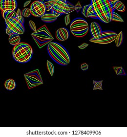 Falling color figures. Abstract background with color striped figures for poster or mobile application. Background with falling colorful geometric figures for your design. Vector texture.