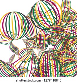 Falling color figures. Abstract background with color striped figures for poster or mobile application. Background with falling colorful geometric figures for your design. Vector texture.