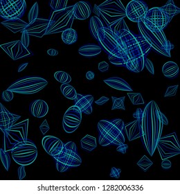 Falling color figures. Abstract background with color striped figures for card or poster. Background with falling colorful geometric figures for your design. Vector texture.