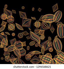 Falling color figures. Abstract background with color striped figures for poster or mobile application. Background with falling colorful geometric figures for your design. Vector texture.