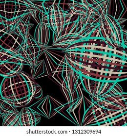 Falling color figures. Abstract background with color striped figures for card or poster. Background with falling colorful geometric figures for your design. Vector texture.