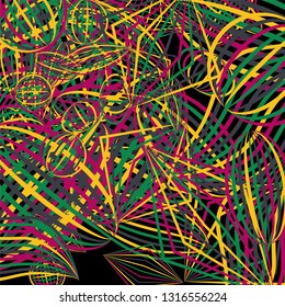 Falling color figures. Abstract background with color striped figures for card or poster. Background with falling colorful geometric figures for your design. Vector texture.