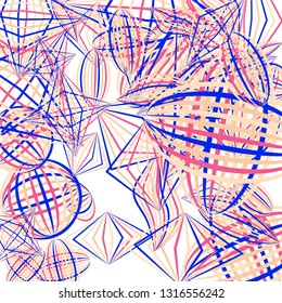Falling color figures. Abstract background with color striped figures for mobile application or print. Background with falling colorful geometric figures for your design. Vector texture.