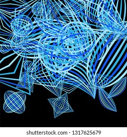 Falling color figures. Abstract background with color striped figures for poster or mobile application. Background with falling colorful geometric figures for your design. Vector texture.
