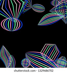 Falling color figures. Abstract background with color striped figures for poster or mobile application. Background with falling colorful geometric figures for your design. Vector texture.