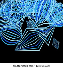 Falling color figures. Abstract background with color striped figures for card or poster. Background with falling colorful geometric figures for your design. Vector texture.