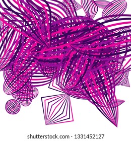 Falling color figures. Abstract background with color striped figures for card or poster. Background with falling colorful geometric figures for your design. Vector texture.