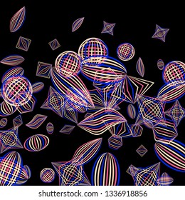 Falling color figures. Abstract background with color striped figures for mobile application or print. Background with falling colorful geometric figures for your design. Vector texture.