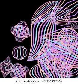 Falling color figures. Abstract background with color striped figures for mobile application or print. Background with falling colorful geometric figures for your design. Vector texture.
