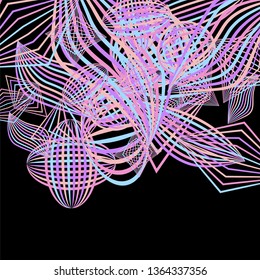 Falling color figures. Abstract background with color striped figures for poster or mobile application. Background with falling colorful geometric figures for your design. Vector texture.