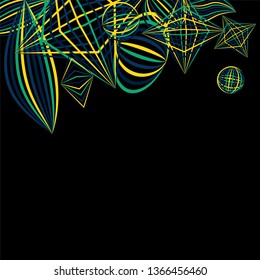 Falling color figures. Abstract background with color striped figures for card or poster. Background with falling colorful geometric figures for your design. Vector texture.