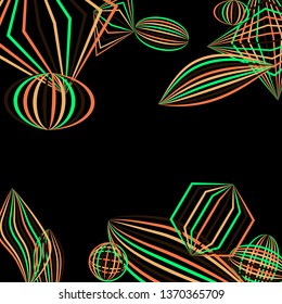 Falling color figures. Abstract background with color striped figures for print or banner. Background with falling colorful geometric figures for your design. Vector texture.