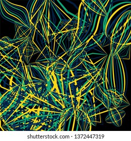 Falling color figures. Abstract background with color striped figures for card or poster. Background with falling colorful geometric figures for your design. Vector texture.