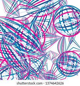 Falling color figures. Abstract background with color striped figures for mobile application or print. Background with falling colorful geometric figures for your design. Vector texture.