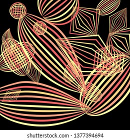 Falling color figures. Abstract background with color striped figures for mobile application or print. Background with falling colorful geometric figures for your design. Vector texture.