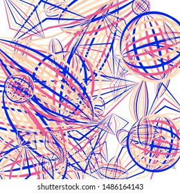 Falling color figures. Abstract background with color striped figures for print or banner. Background with falling colorful geometric figures for your design. Vector texture.