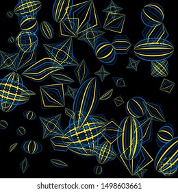 Falling color figures. Abstract background with color striped figures for card or poster. Background with falling colorful geometric figures for your design. Vector texture.