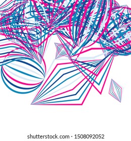 Falling color figures. Abstract background with color striped figures for poster or mobile application. Background with falling colorful geometric figures for your design. Vector texture.