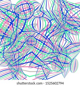 Falling color figures. Abstract background with color striped figures for print or banner. Background with falling colorful geometric figures for your design. Vector texture.