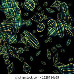 Falling color figures. Abstract background with color striped figures for mobile application or print. Background with falling colorful geometric figures for your design. Vector texture.