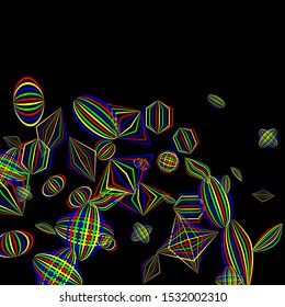 Falling color figures. Abstract background with color striped figures for print or banner. Background with falling colorful geometric figures for your design. Vector texture.