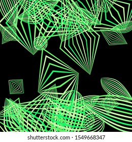 Falling color figures. Abstract background with color striped figures for print or banner. Background with falling colorful geometric figures for your design. Vector texture.