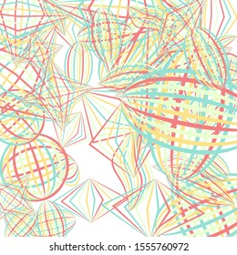 Falling color figures. Abstract background with color striped figures for poster or mobile application. Background with falling colorful geometric figures for your design. Vector texture.